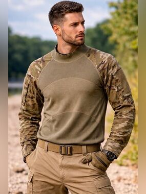 Tactical flame resistant Combat Shirt - Olive Green Camouflage